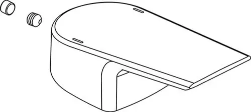 Griff von Ideal Standard mit integrierter Logo-Prägung, geeignet für eine Armatur. Das Design ist klar und funktional, zwei kleinere Teile sind neben dem Griff abgebildet.